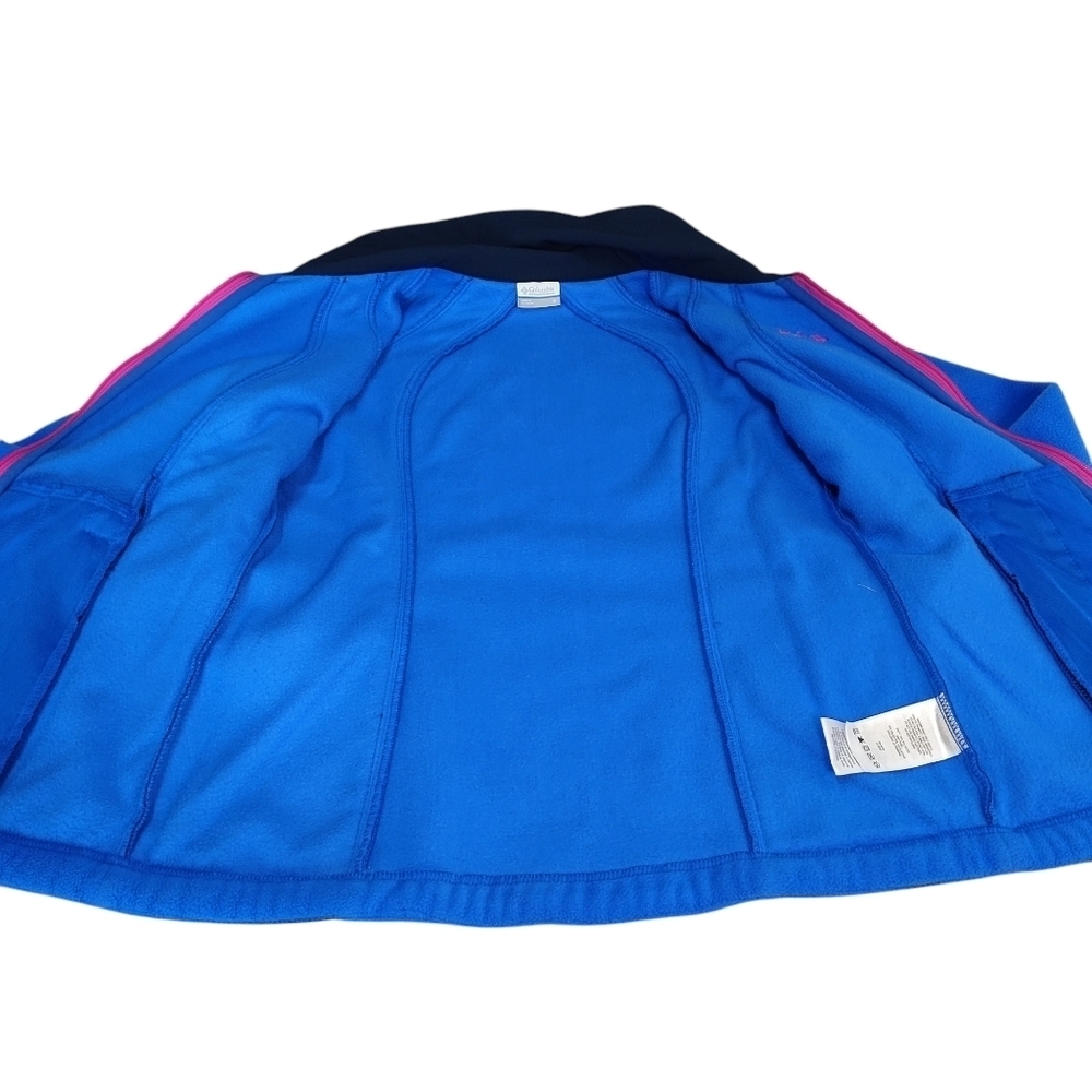 Columbia Women's Blue Black Full Zip Polar Fleece Jacket Side Panels Size Small - Picture 8 of 10